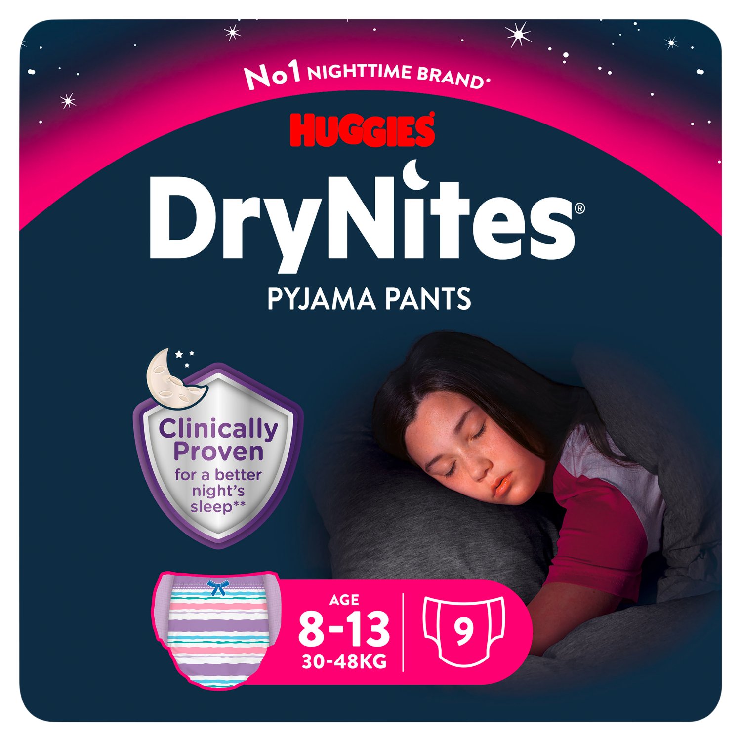 Huggies DryNites Pyjama Pants Girl 8-13 Years (9 Piece)