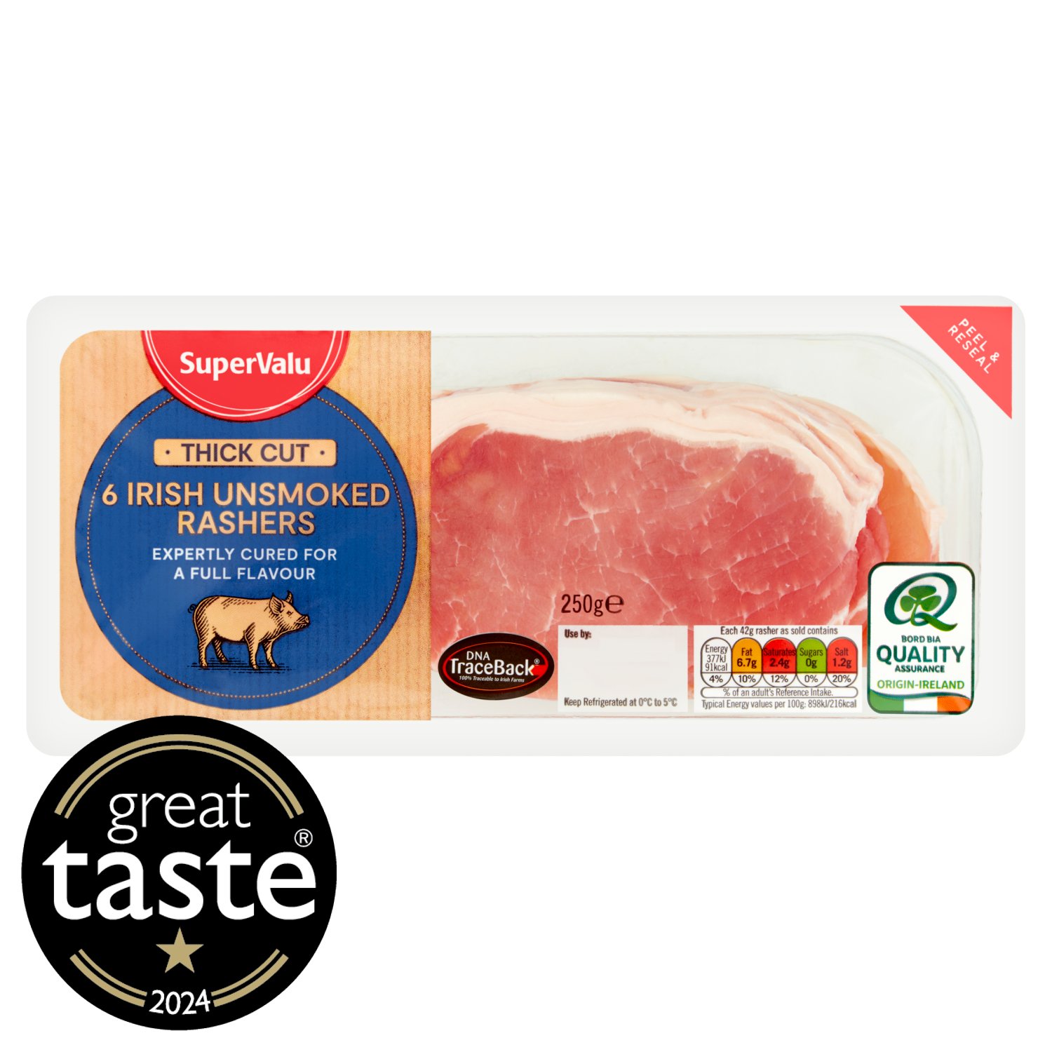 SuperValu Rashers Thick Cut Unsmoked (250 g)