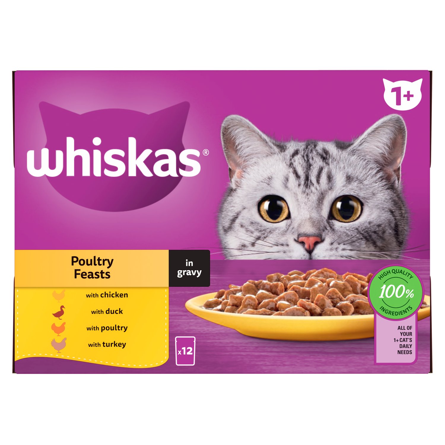 Whiskas Core 1+ Poultry Gravy Selection 12 Pack (85 g)