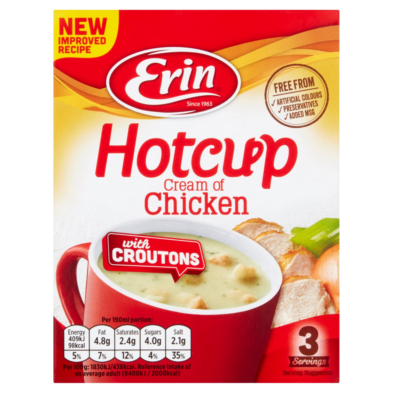 Erin Hotcup Cream Of Chicken with Croutons Soup 3 Servings (67 g)