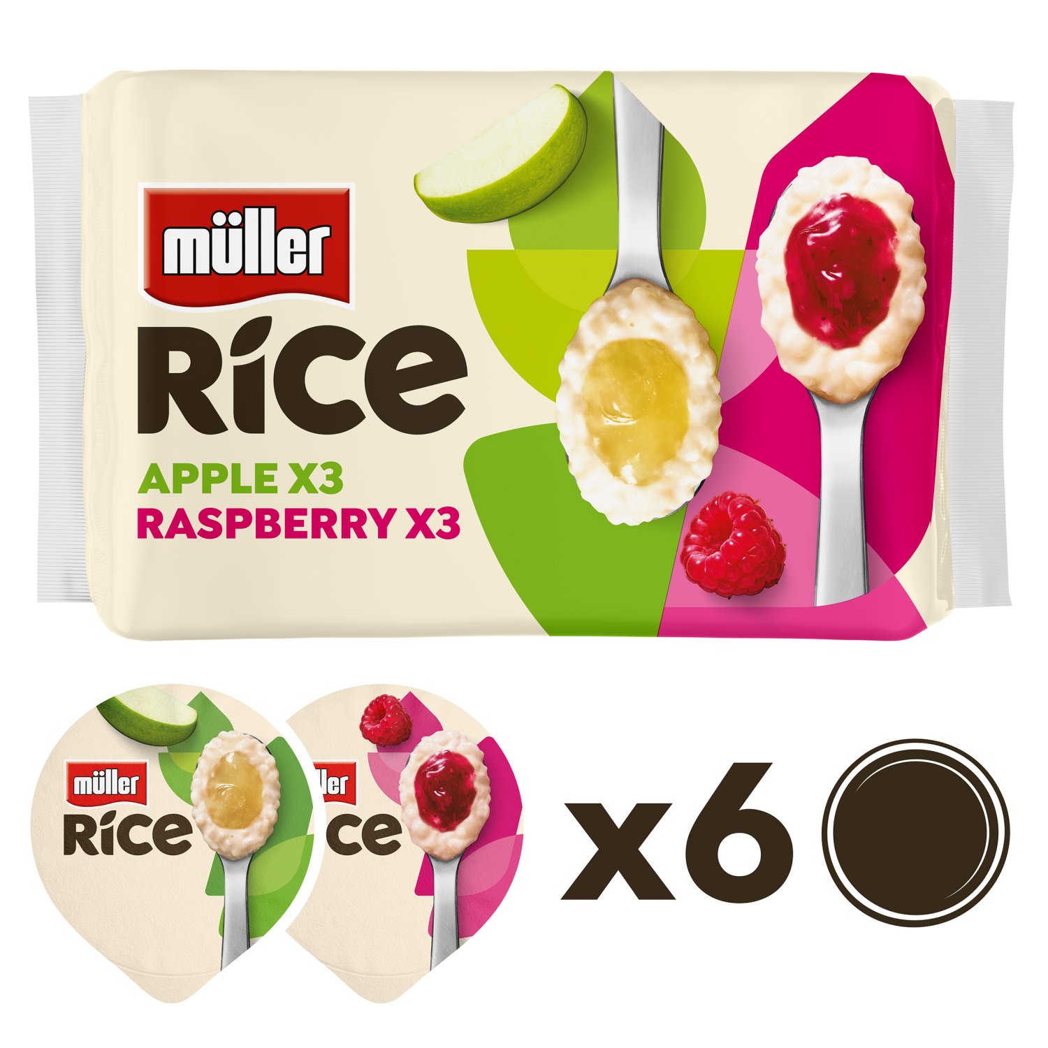 Muller Rice Apple & Raspberry Low Fat Dessert 6 Pack (170 g)