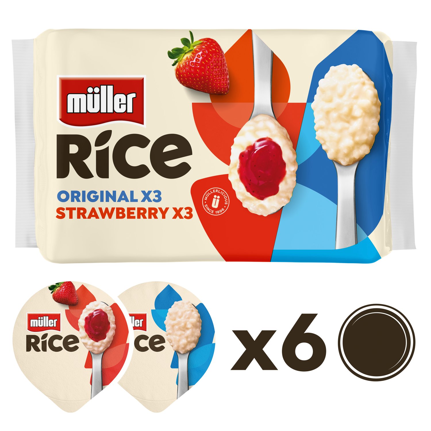 Muller Rice Original & Strawberry Low Fat Dessert 6 Pack (170 g)