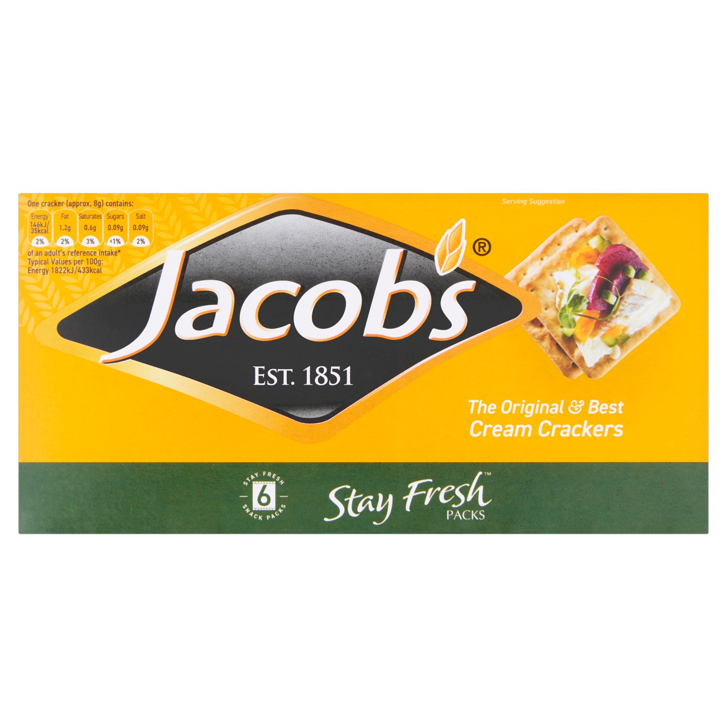 Jacob's Stay Fresh Original Cream Crackers 6 Pack (180 g)