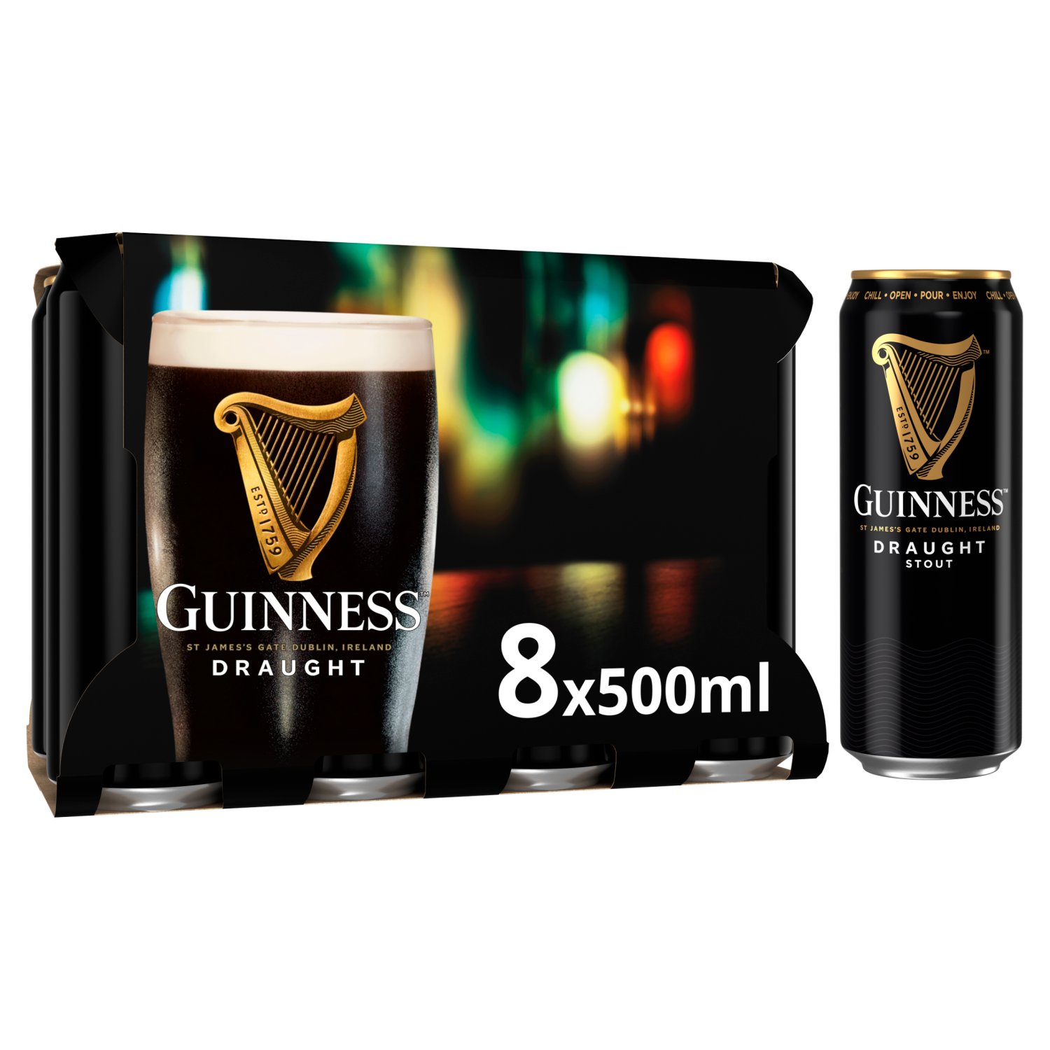 Guinness Draught Stout Can 8 Pack (500 ml)