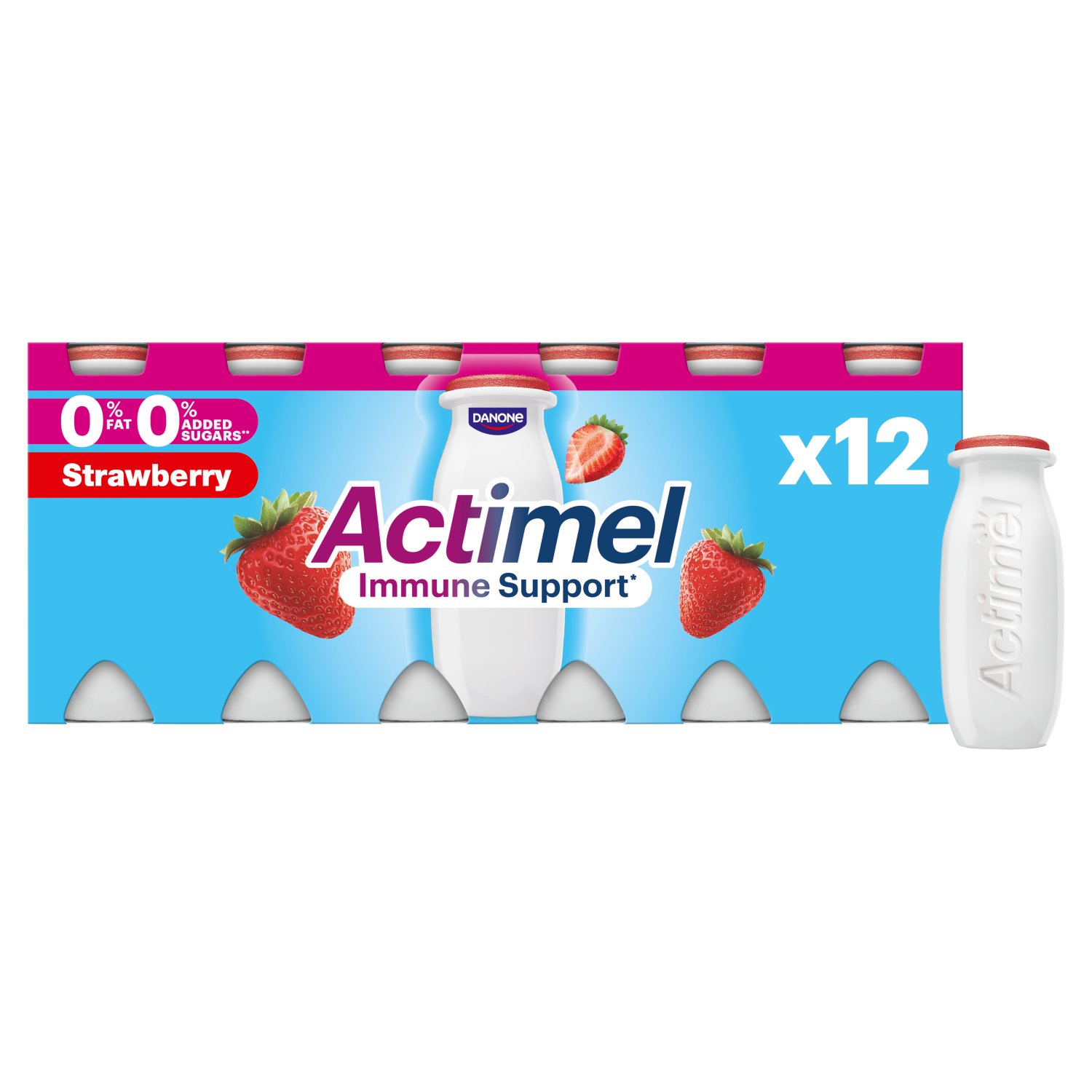 Danone Actimel Strawberry 0% 12 Pack (100 g)