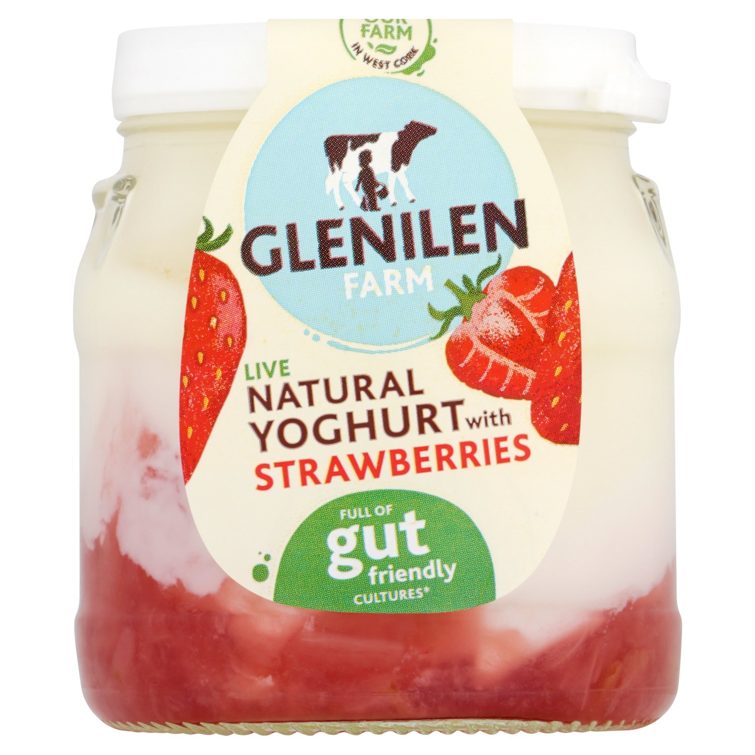 Glenilen Farm Natural Live Yoghurt with Strawberries (140 g)