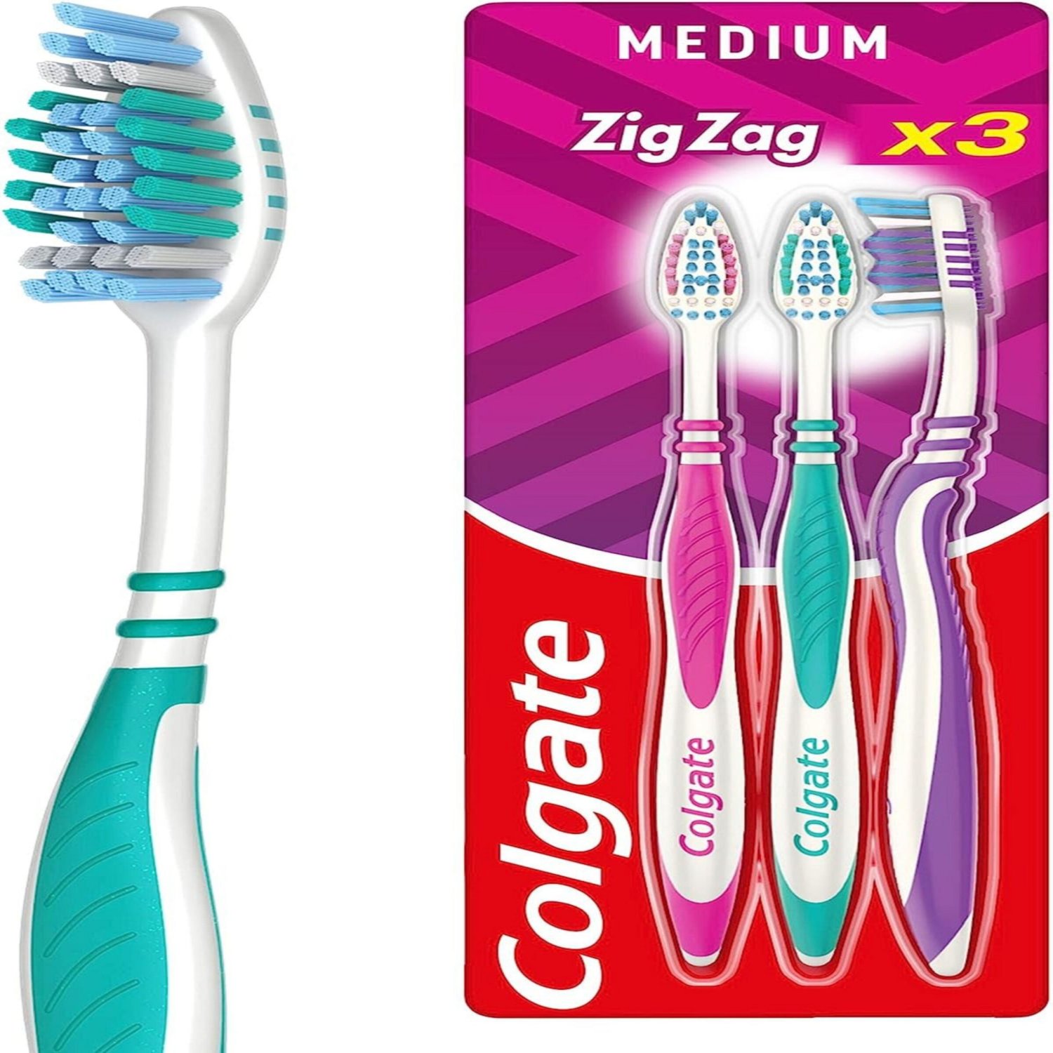 Colgate Zig Zag Flexible Medium Toothbrush 3 Pack (1 Piece)