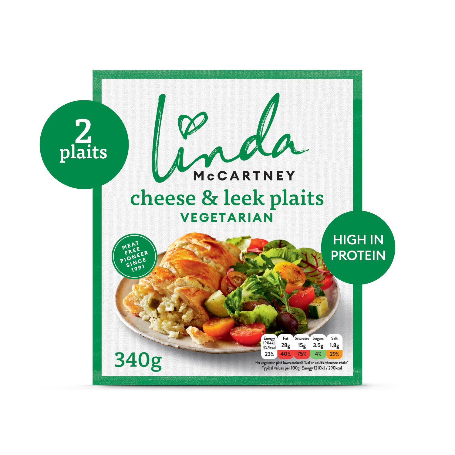 Linda McCartney Cheese Leek & Red Onion Plaits 2 Pack (340 g)