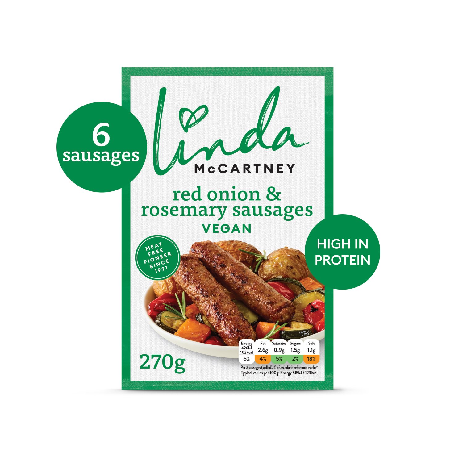 Linda Mccartney Red Onion & Rosemary Sausage (270 g)