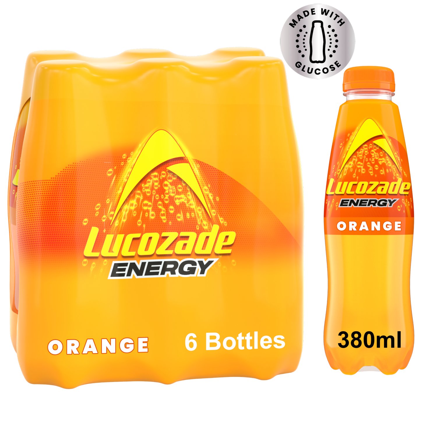 Lucozade Energy Orange Bottle 6 Pack (380 ml)