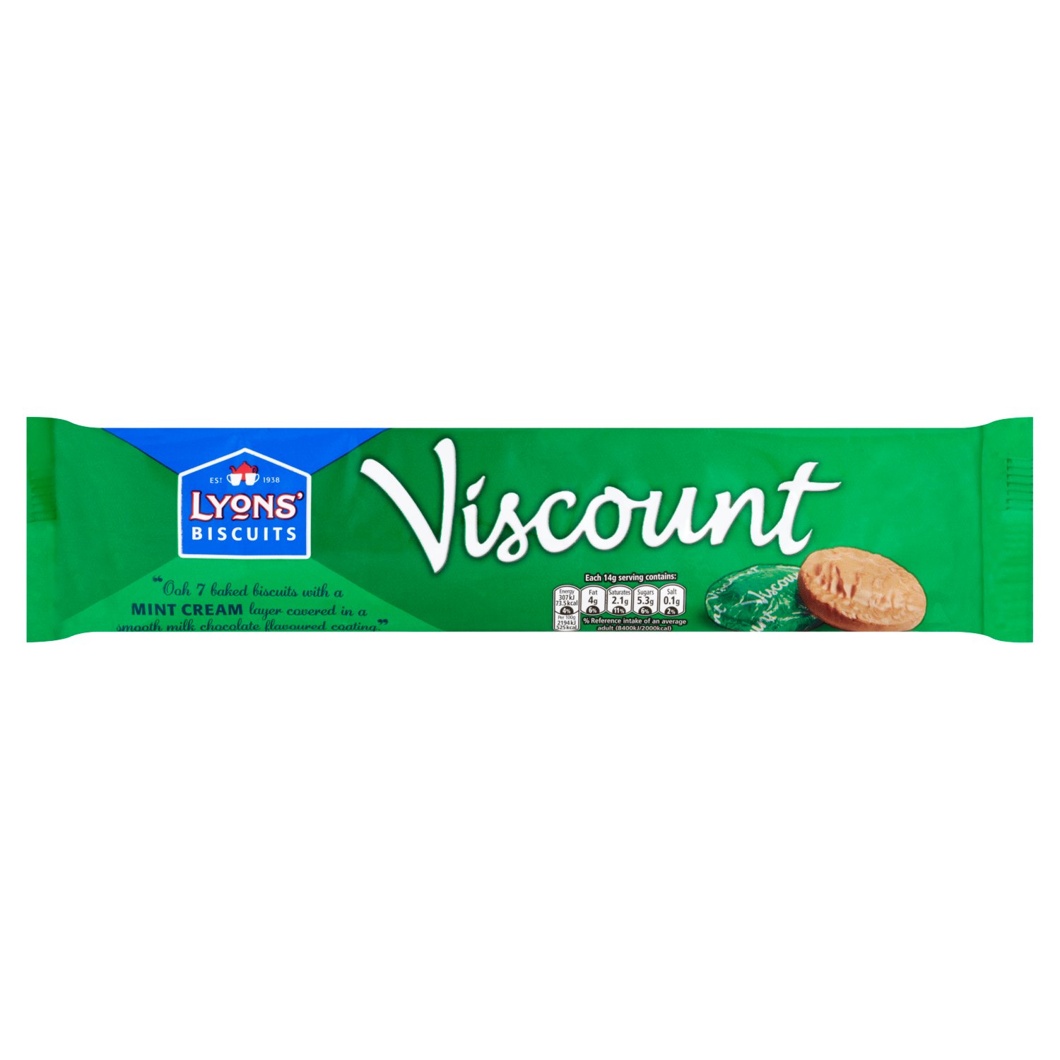 Lyons Viscount Mint Chocolate Biscuits 7 Pack (98 g)