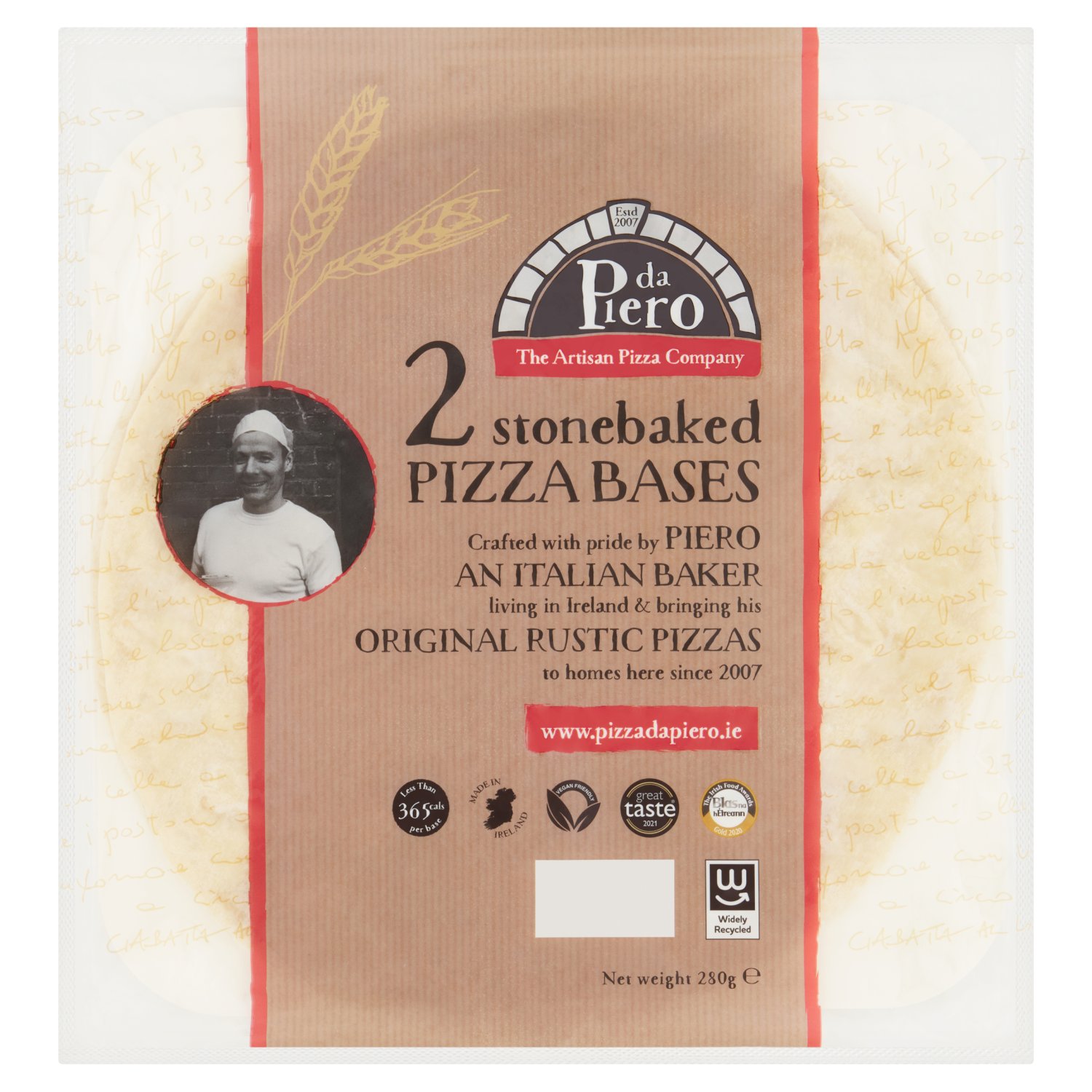 Da Piero Artisan Pizza 2 Stonebaked Pizza Bases history (280 g)