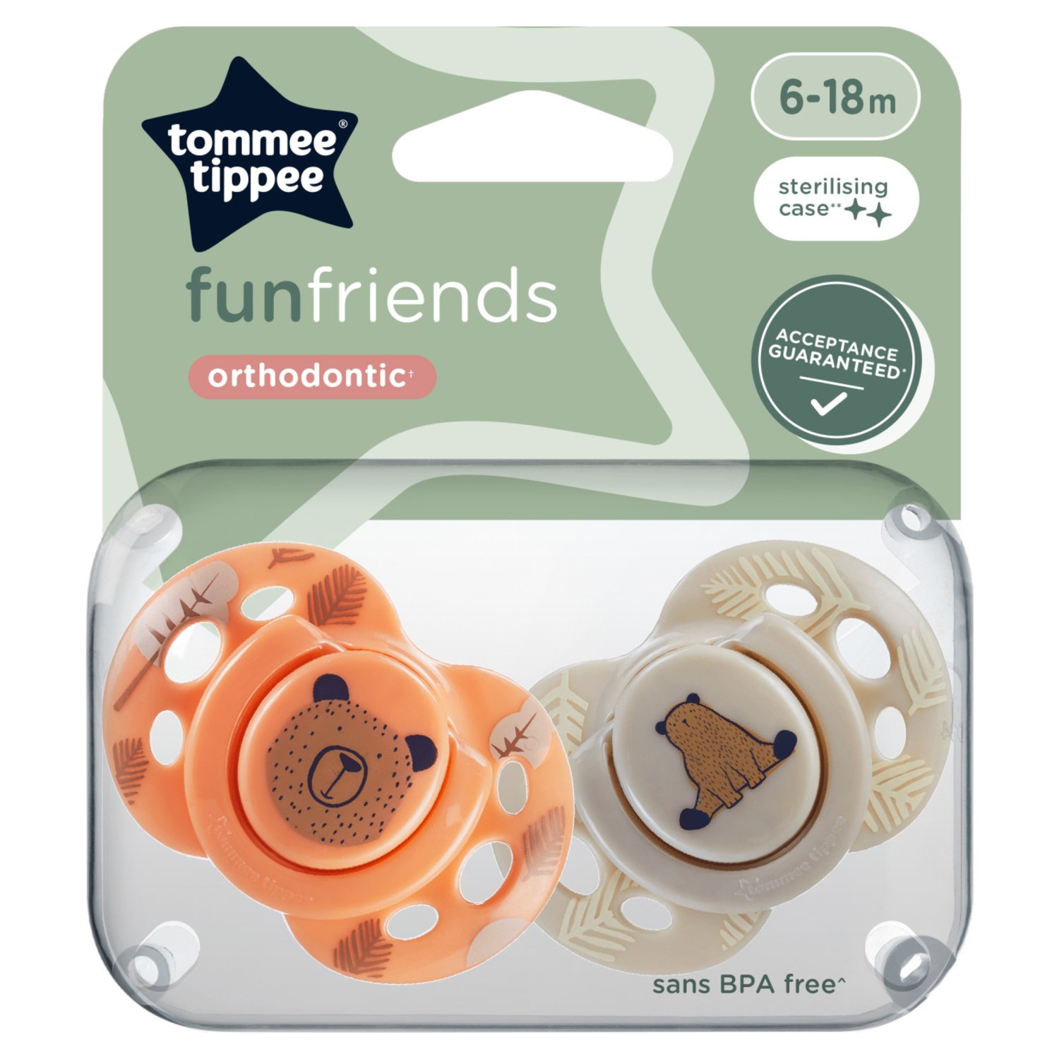 Tommee Tippee Fun Friends Orthodontic Soothers 6-18 Months (2 Piece)