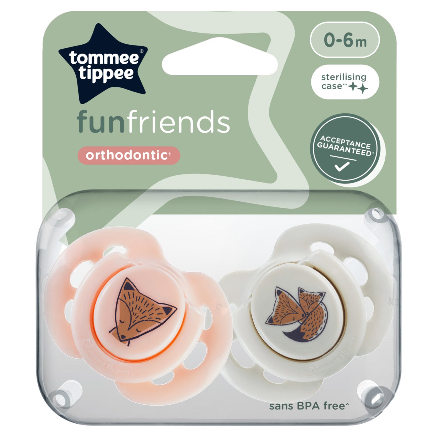 Tommee Tippee Fun Friends Orthodontic Soothers 0-6 Months (2 Piece)