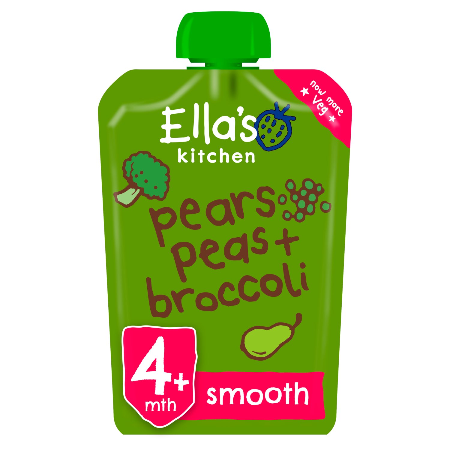 Ella's Kitchen Pears Peas & Broccoli Pouch 4+Months (120 g)