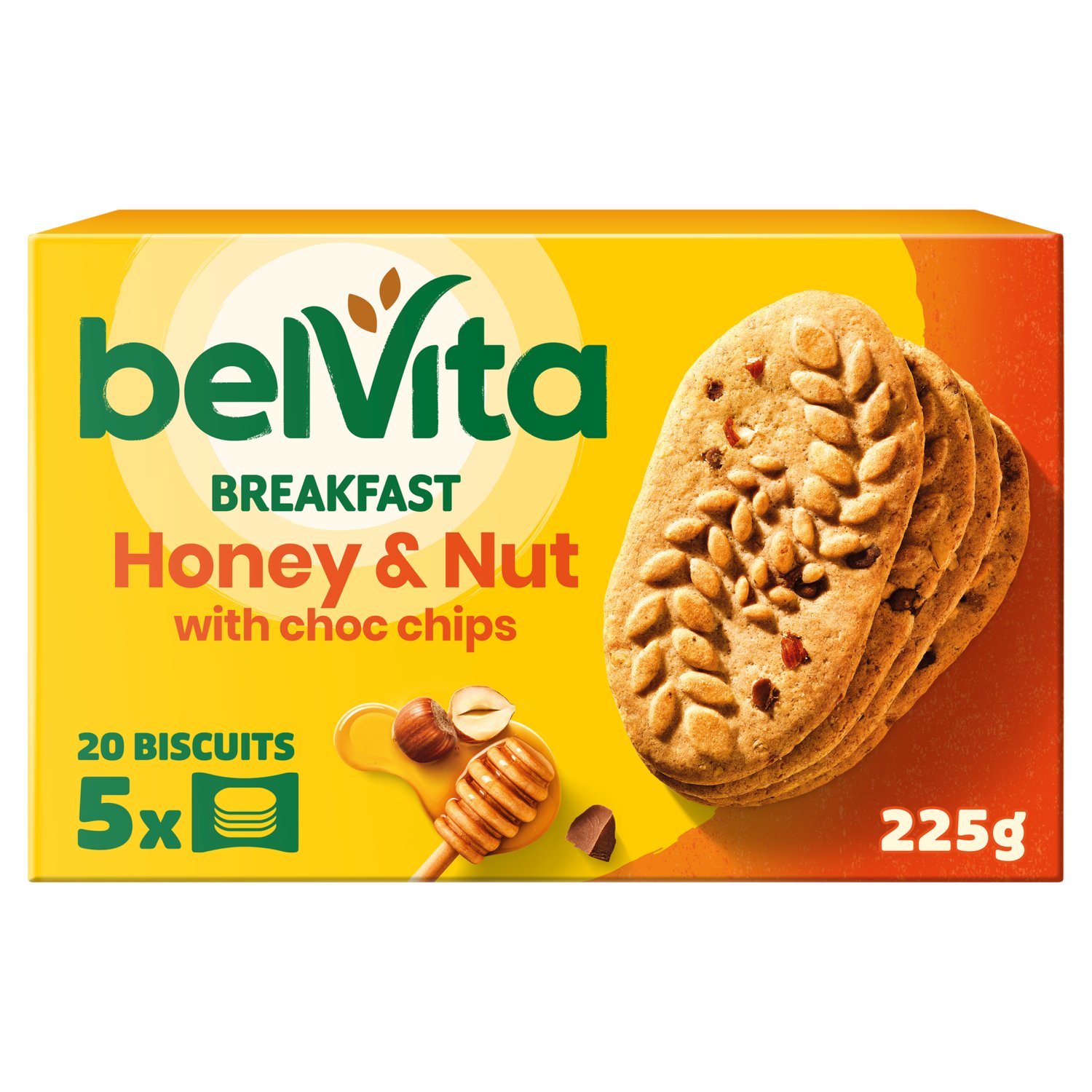 BelVita Breakfast Honey & Nut & Choc Chip Biscuits 5 Pack (45 g)