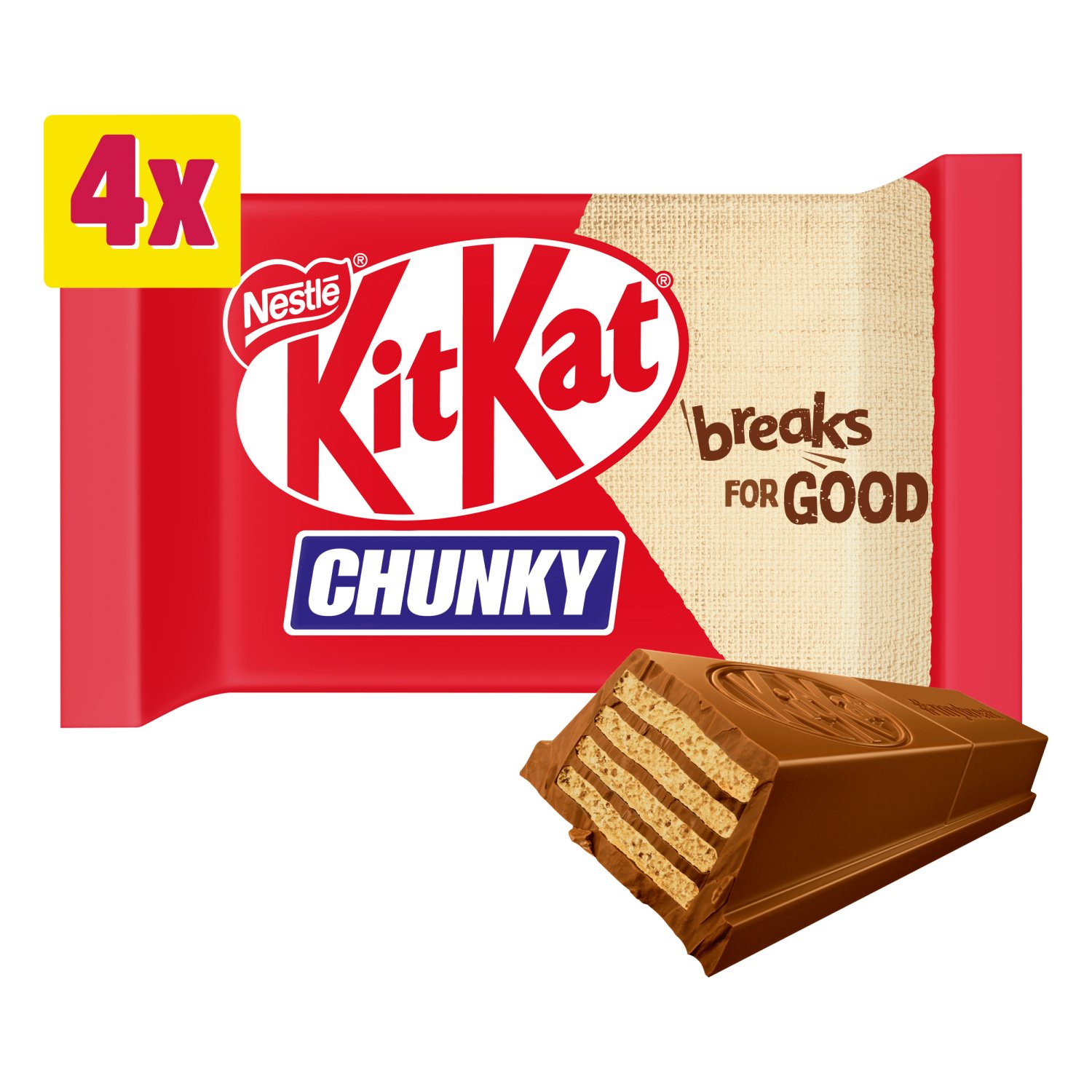 Nestle KitKat Chunky Milk Chocolate Biscuit Bars 4 Pack (40 g)