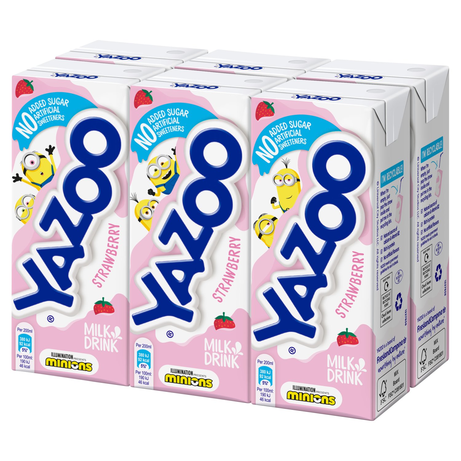 Yazoo Strawberry No Added Sugar 6Pack (200 ml)