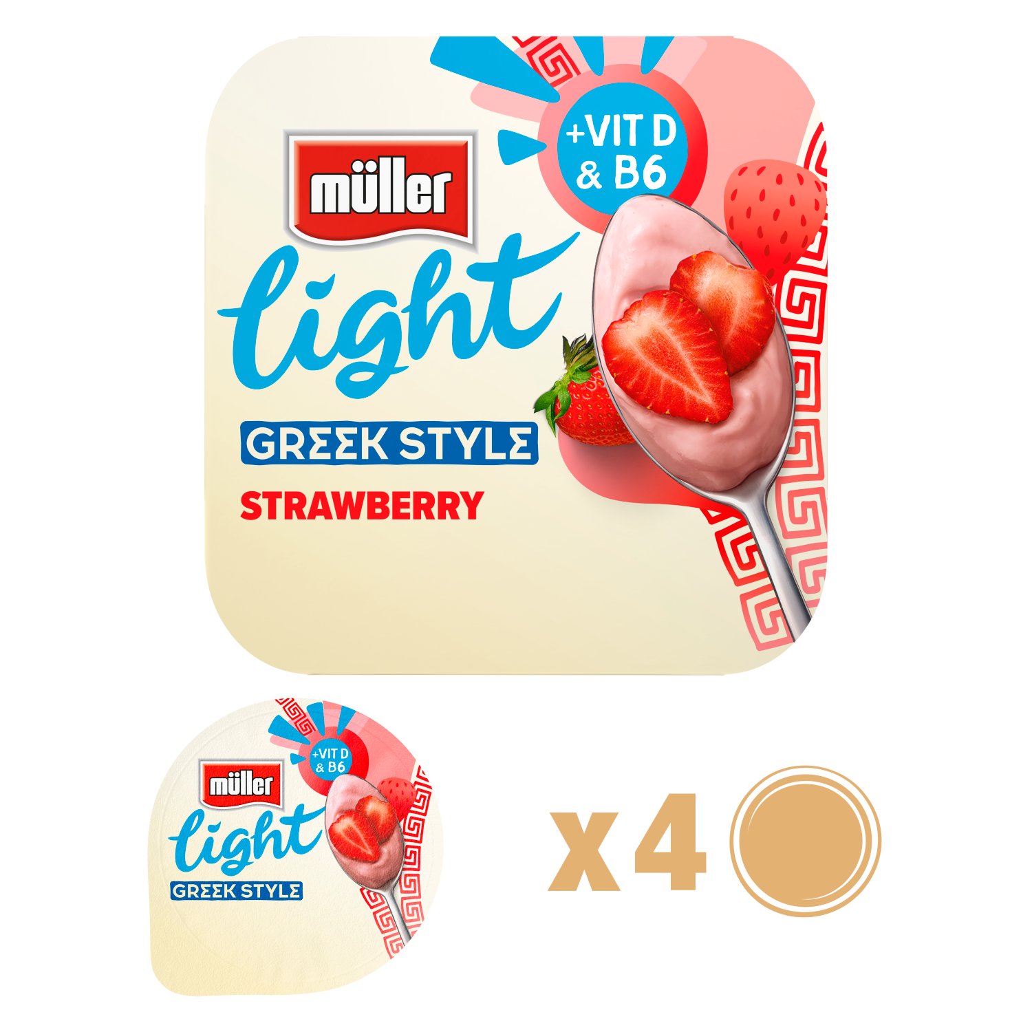 Muller Light Greek Style Strawberry Yogurt 4 Pack (115 g)