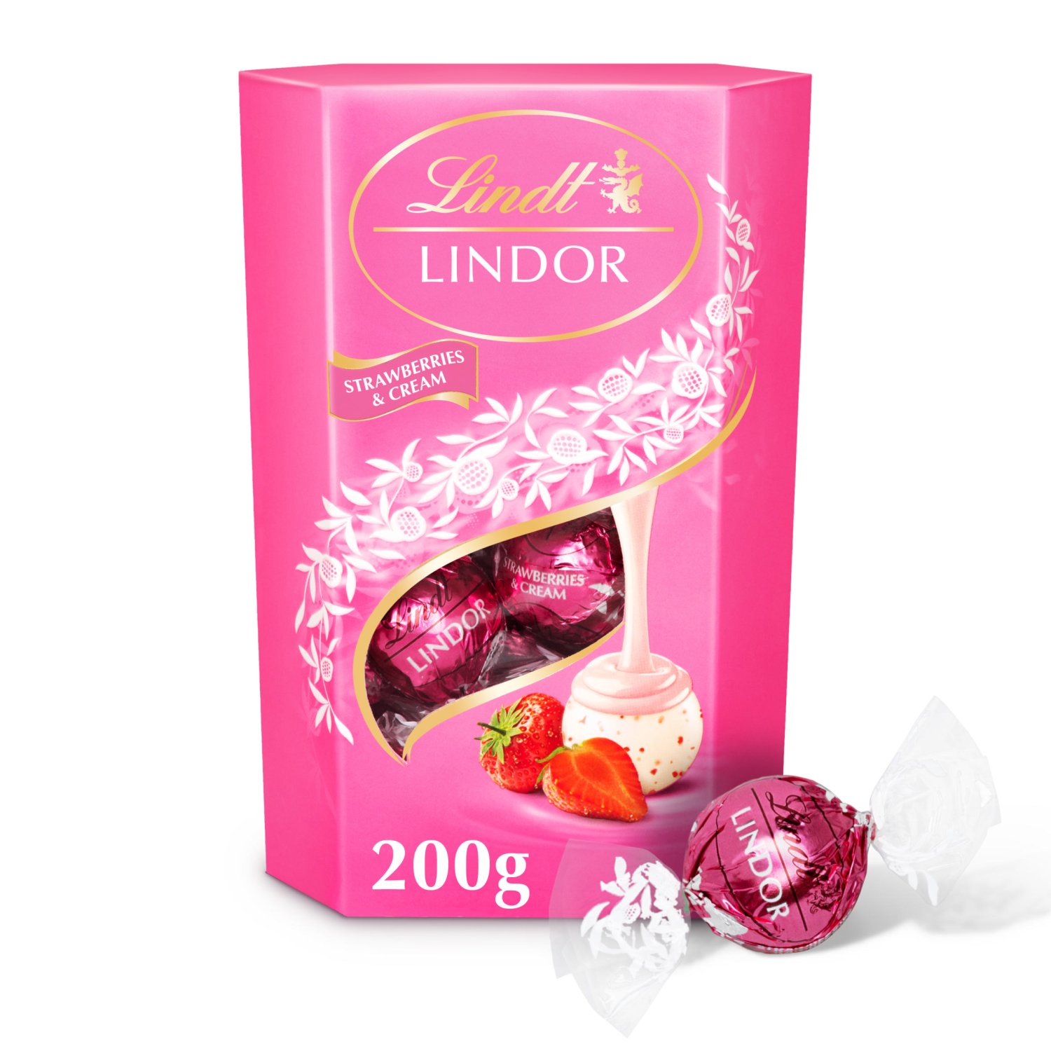 Lindt Lindor White Chocolate Truffles Strawberries & Cream Carton (200 g)