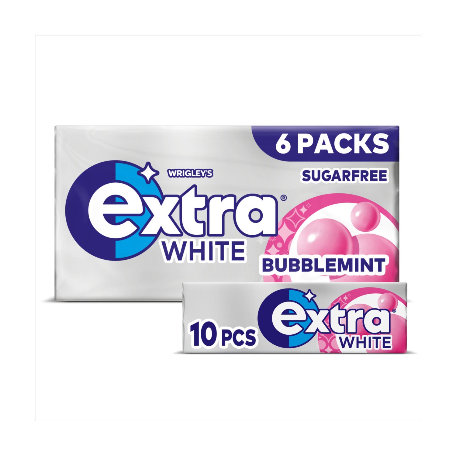 Wrigley's Extra White Bubblemint 6 x 10 Piece Pack (14 g)