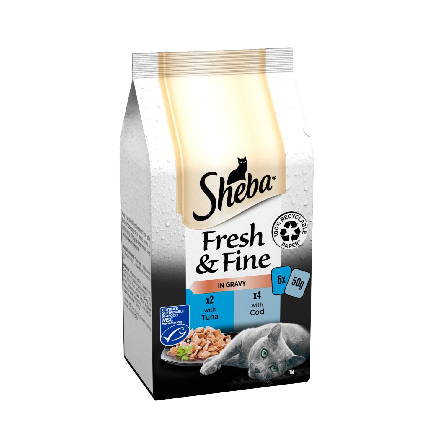 Sheba Fresh & Fine Fish in Gravy Cat Food 6 Pack (50 g)