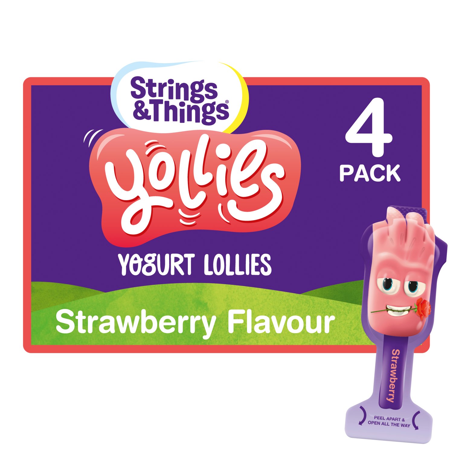 Strings & Things Yollies Yogurt Lollies Strawberry 4 Pack (100 g)