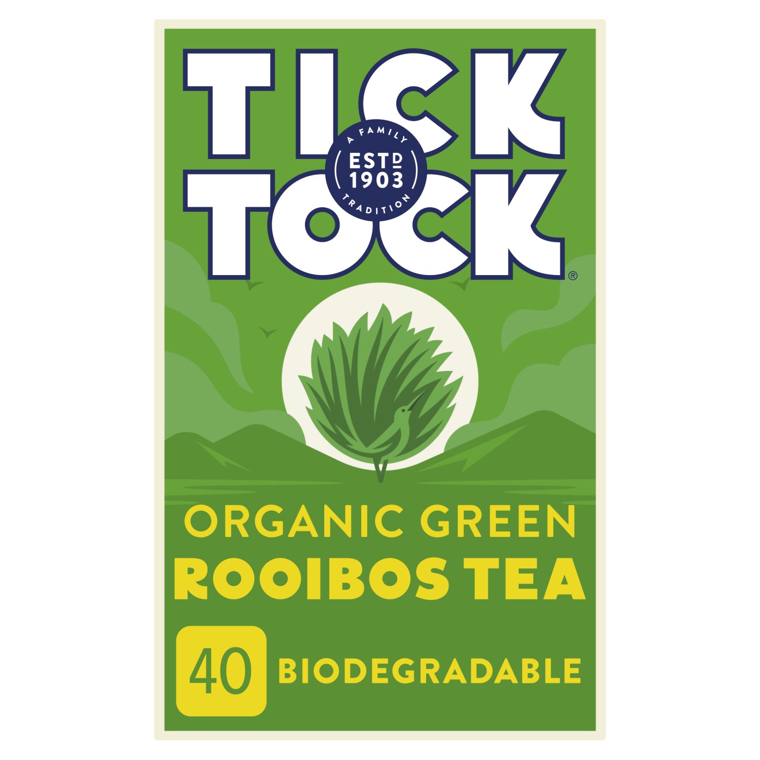 Tick Tock Org Rooibos Green Tea (40 Piece)