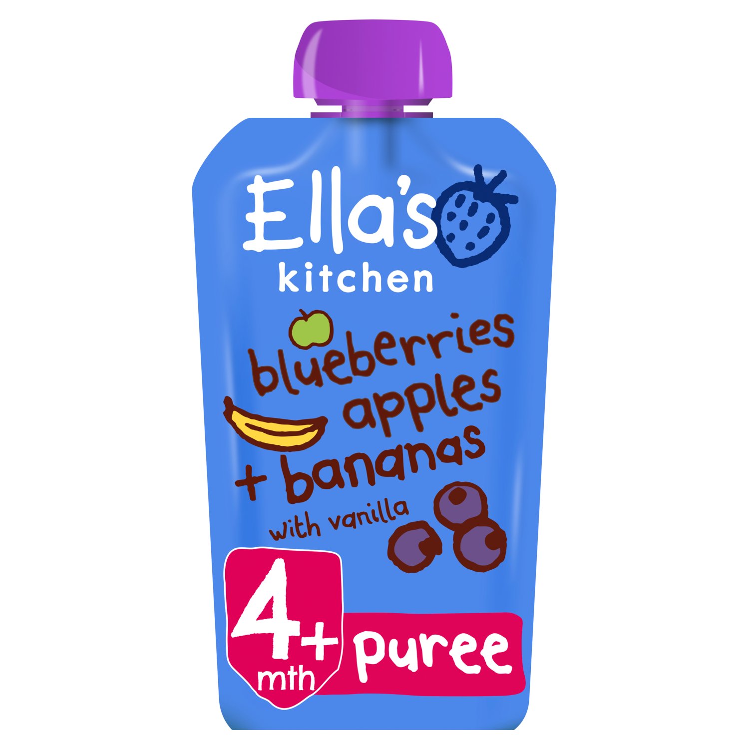 Ella's Kitchen Blueberries Apples Bananas & Vanilla Pouch 4+Months (120 g)