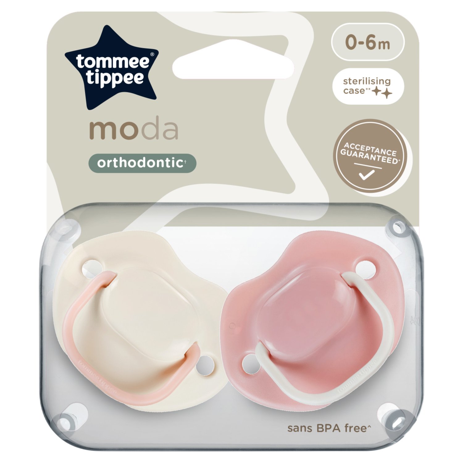 Tommee Tippee Moda Orthodontic Soothers 0-6 Months (2 Piece)