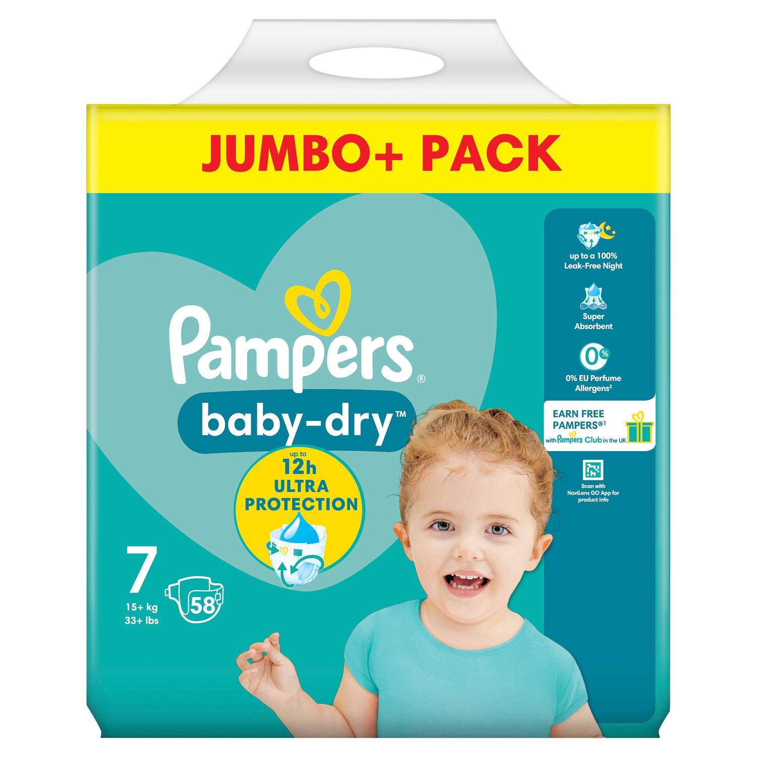 Pampers Baby Dry Nappies Size 7 Jumbo+ Pack (58 Piece)