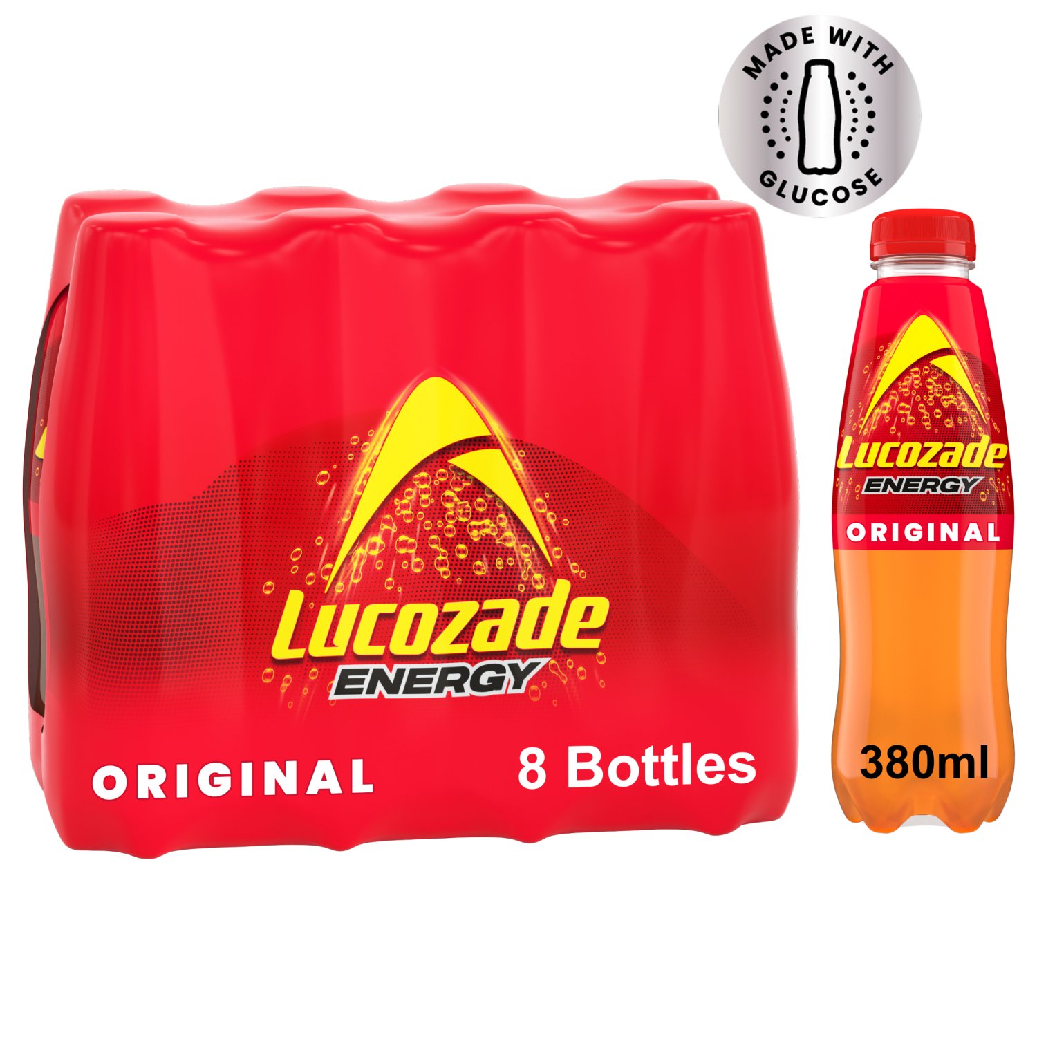 Lucozade Energy Original Bottle 8 Pack (380 ml)