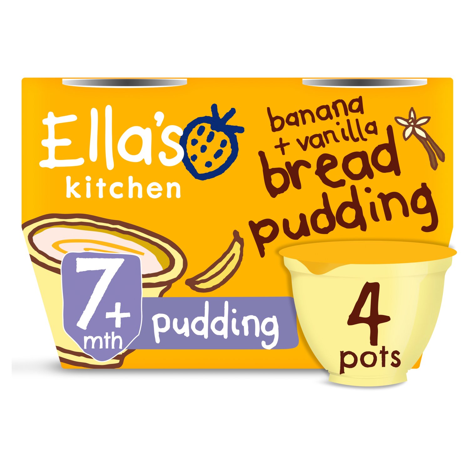 Ella's Kitchen Banana & Vanilla Bread Pudding 4+Months 4 Pots (320 g)