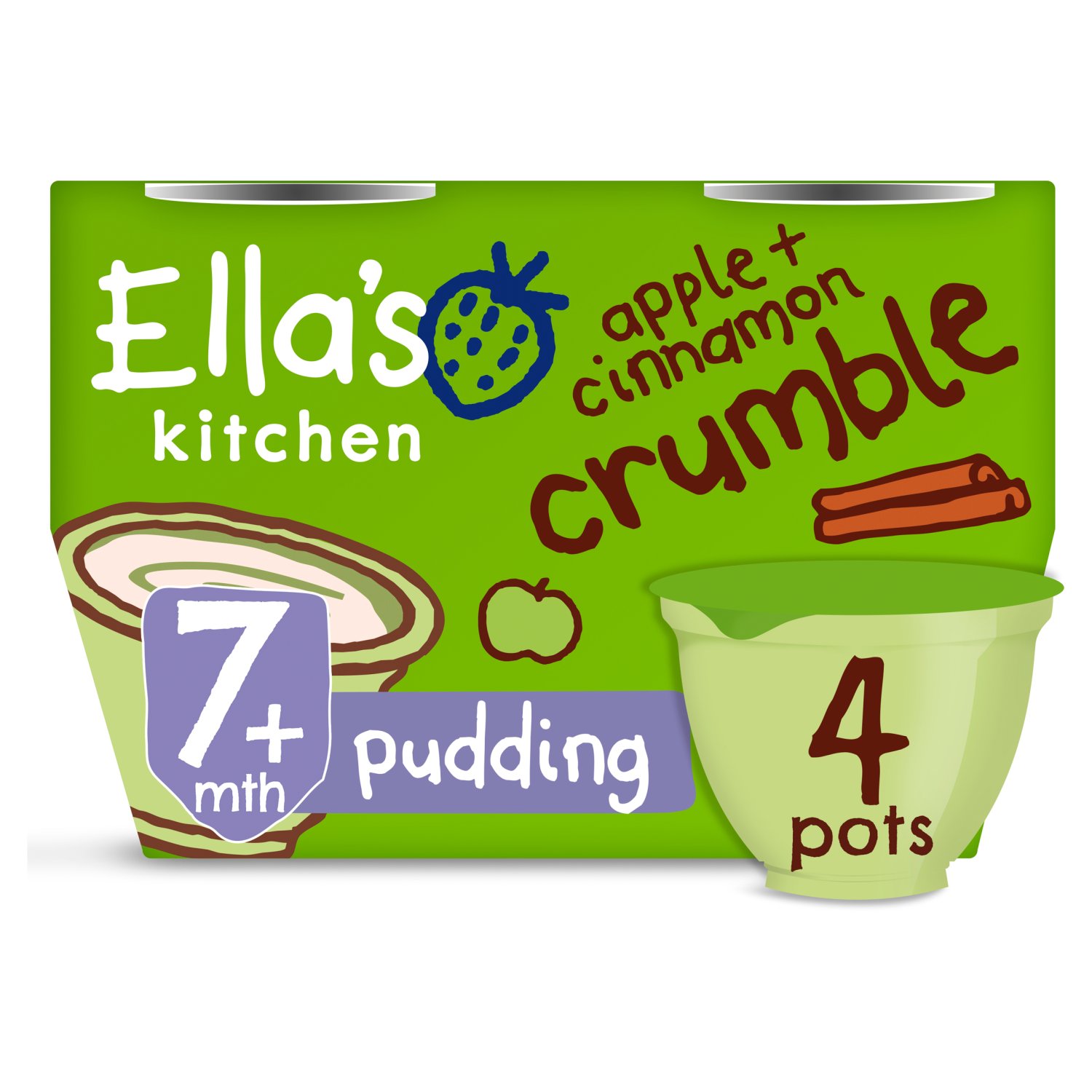 Ellas Apple Crumble Pudding 4 Pack (80 g)