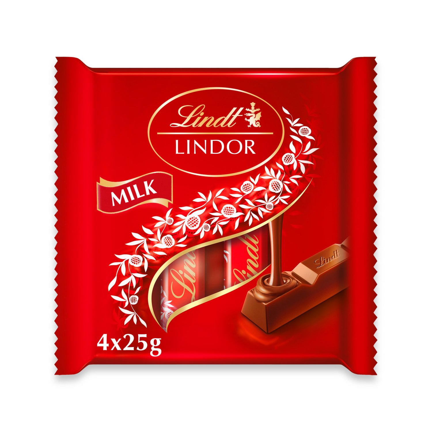 Lindt Lindor Milk Chocolate Bar 4 Pack (25 g)