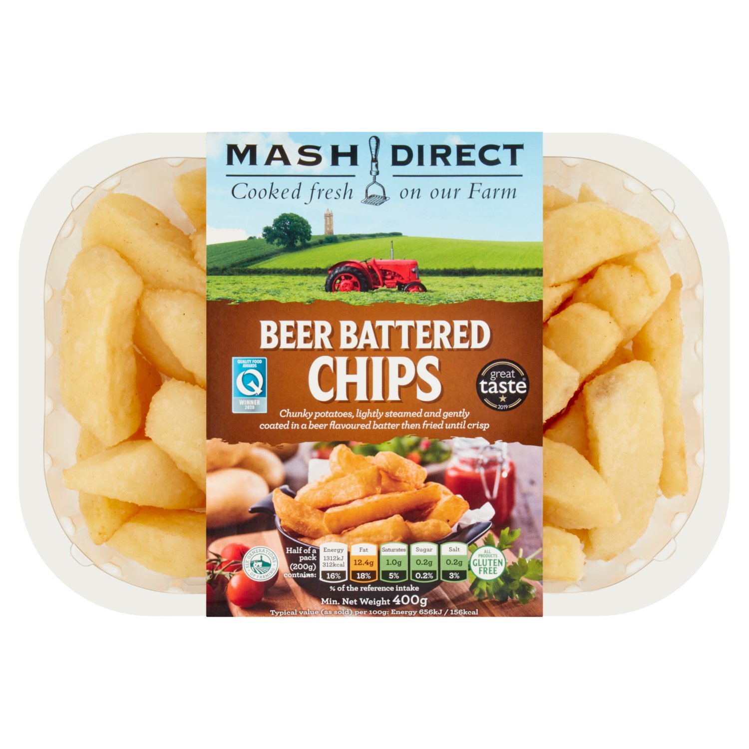 Mash Direct Gluten Free Beer Battered Chips (400 g)