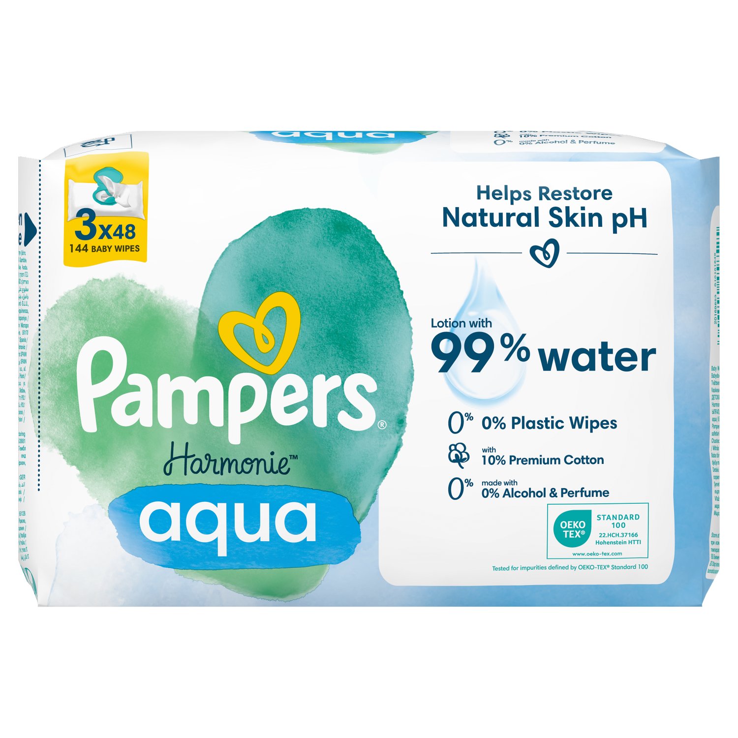 Pampers Harmonie Aqua Baby Wipes PF 3Pack (48 Piece)