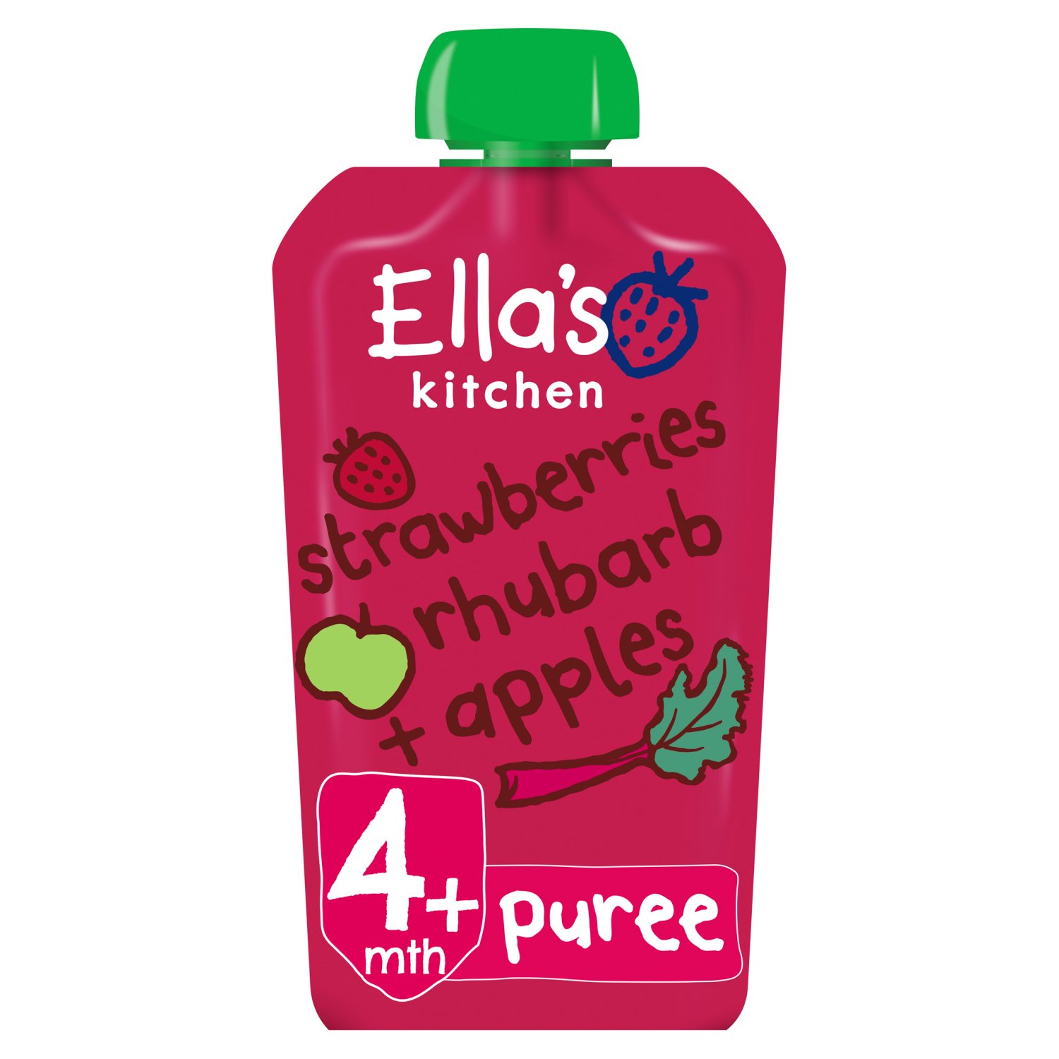 Ella's Kitchen Strawberries Rhubarb & Apples Pouch 4+Months (120 g)