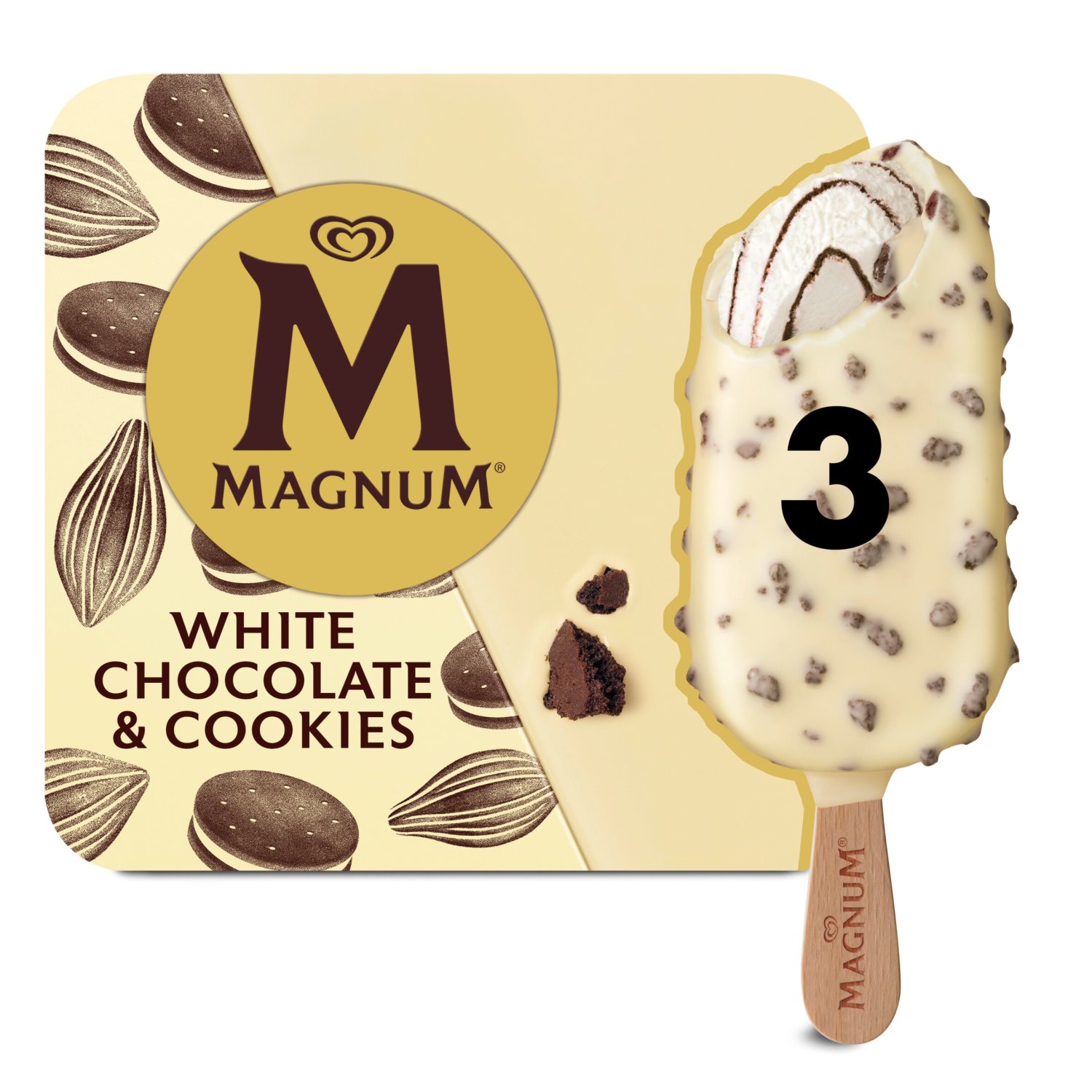 Magnum White Chocolate & Cookies Ice Creams 3 Pack   (270 ml)