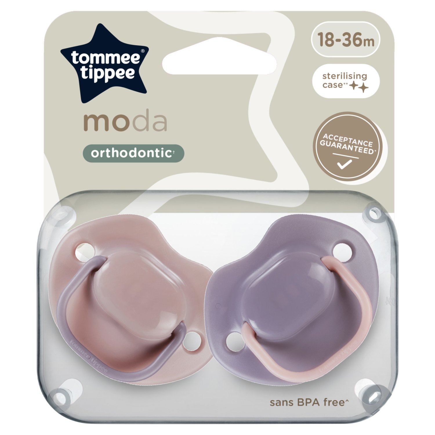 Tommee Tippee Moda Orthodontic Soothers 18-36 Months (2 Piece)