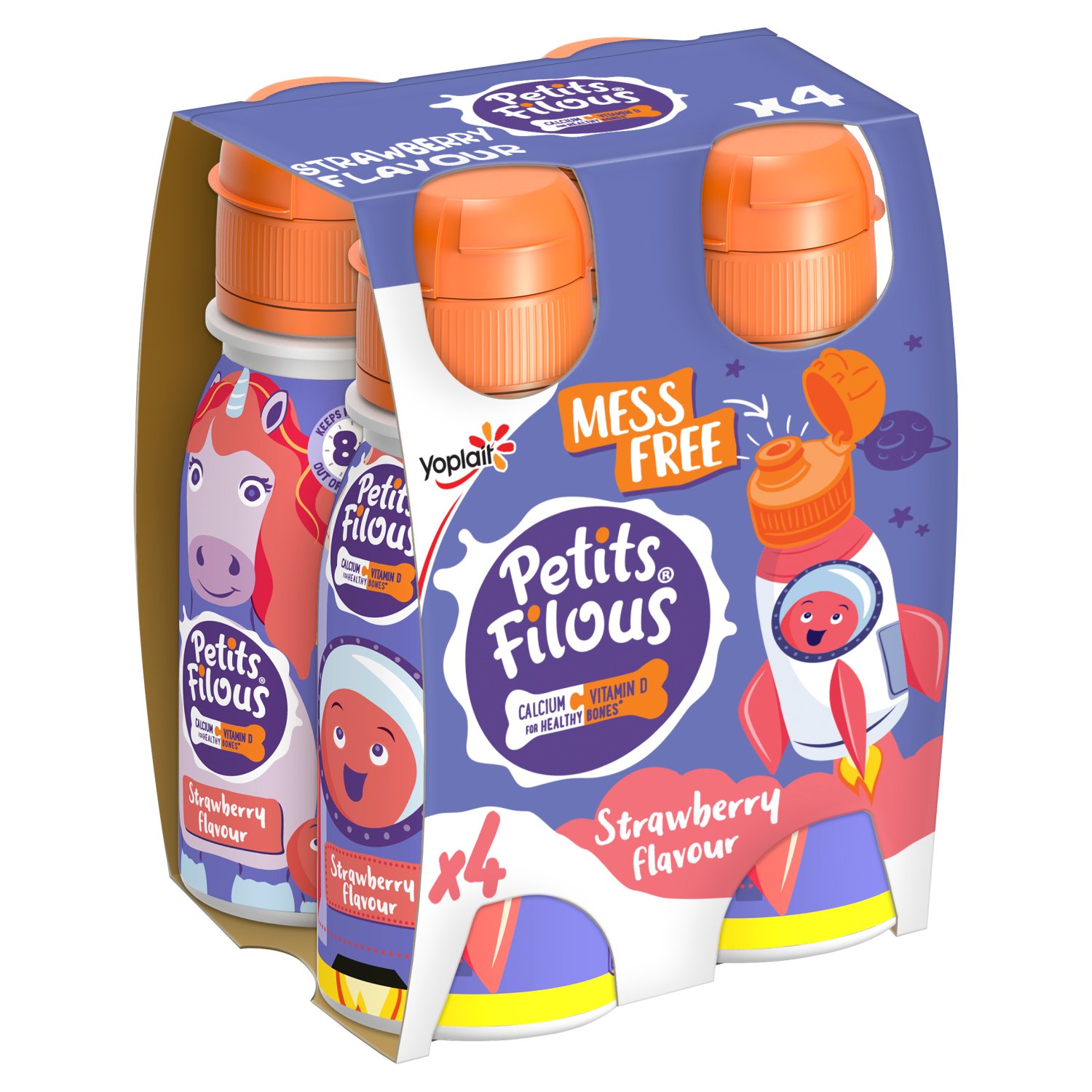 Petits Filous Mess Free Strawberry Drink 4 Pack (400 g)