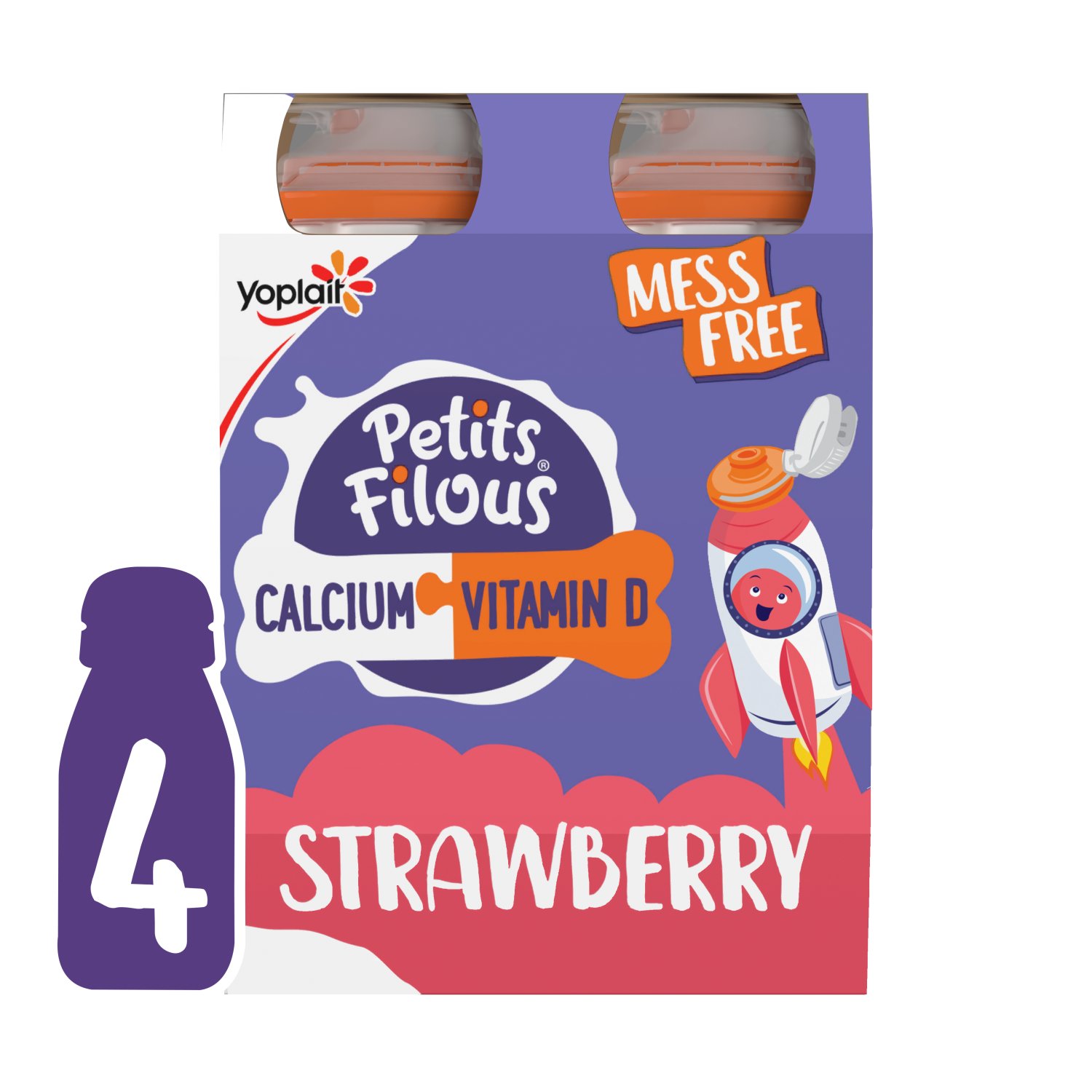 Petits Filous Mess Free Strawberry Drink 4 Pack (400 g)