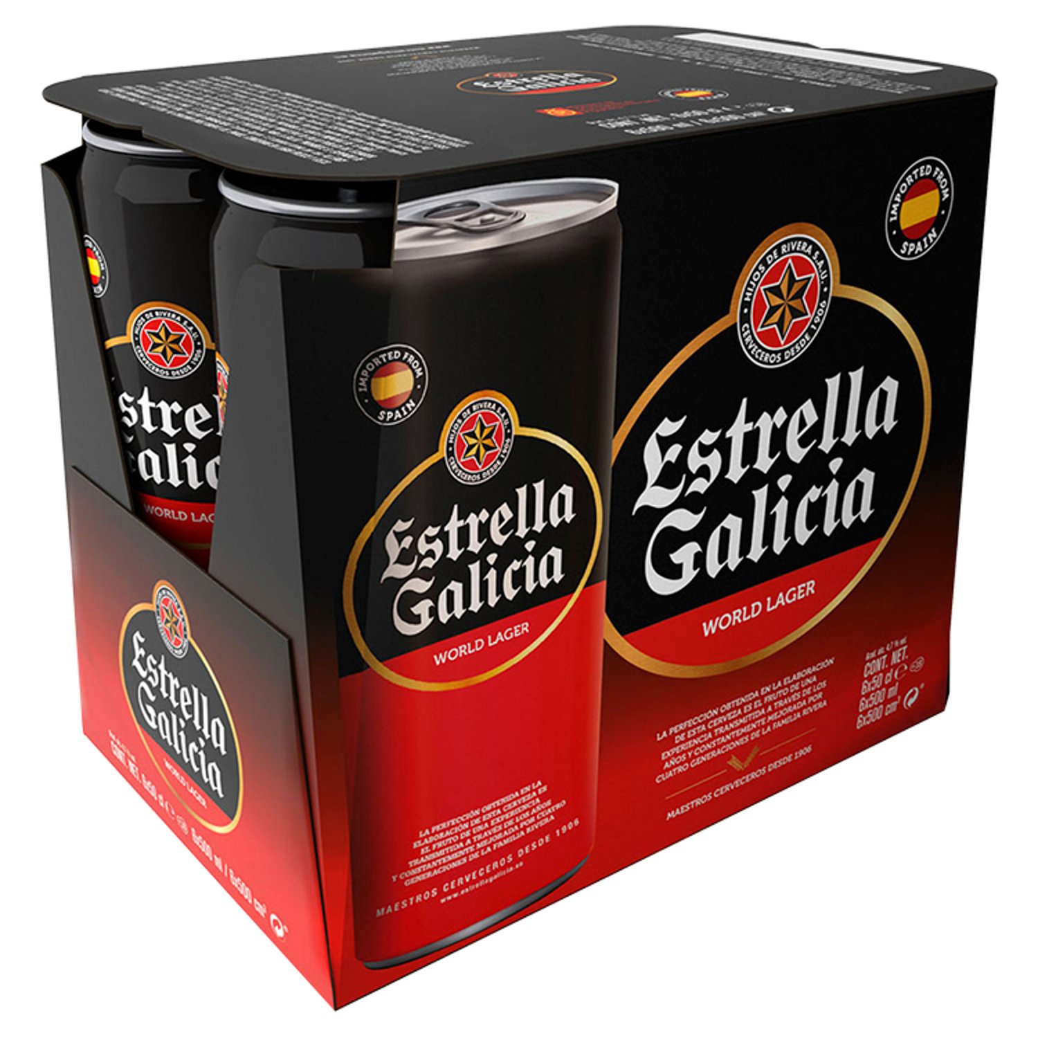 Estrella Galicia Lager 6 Pack Cans (500 ml)