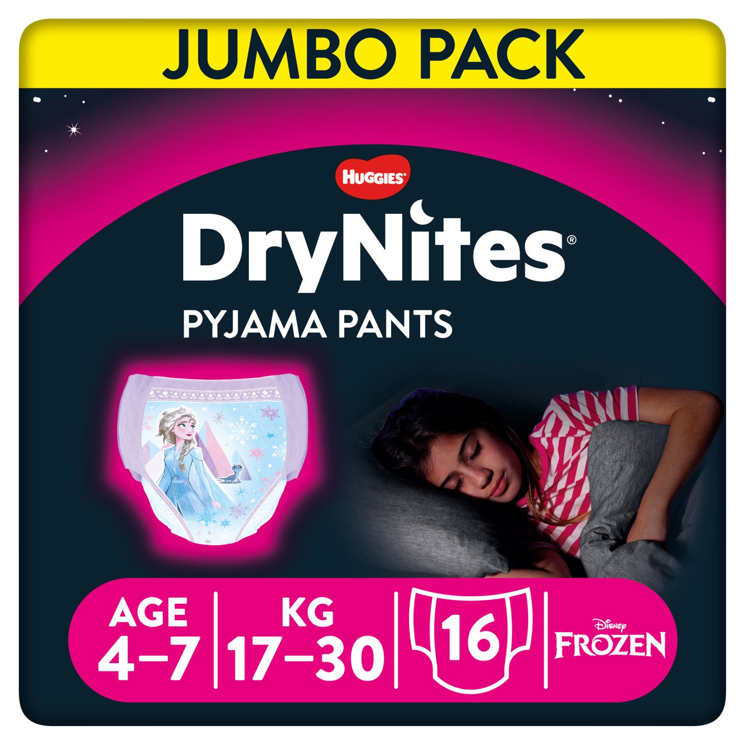 Huggies DryNites Pyjama Pants Girl 4-7 Years Jumbo Pack (16 Piece)