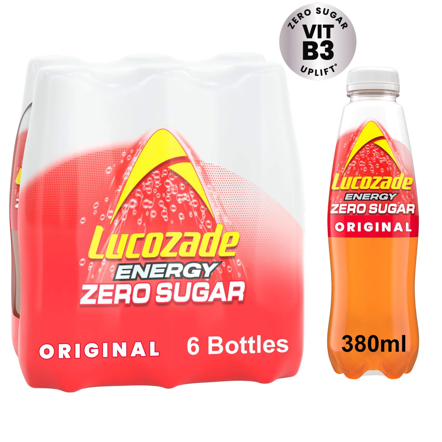 Lucozade Zero Original Bottles 6 Pack (380 ml)