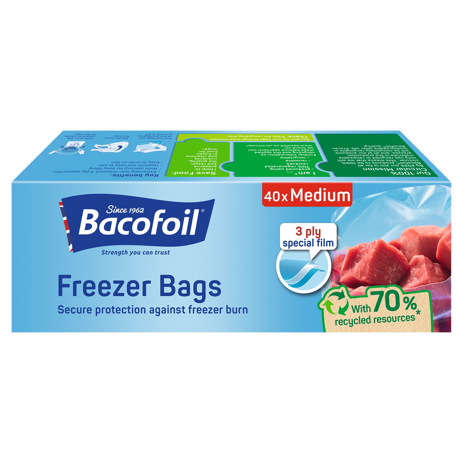 Bacofoil Freezer Bags 3Ltr (40 Piece)