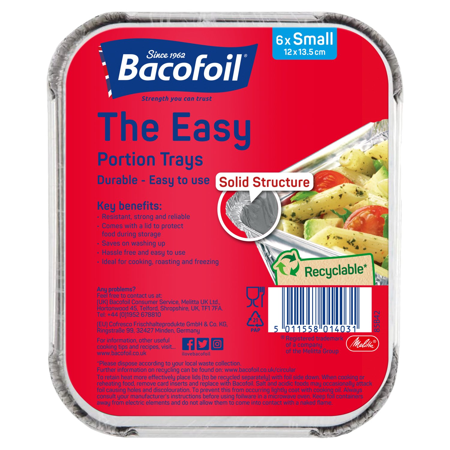 Bacofoil The Easy Portion Trays with Lids 6 Pack (1 Piece)