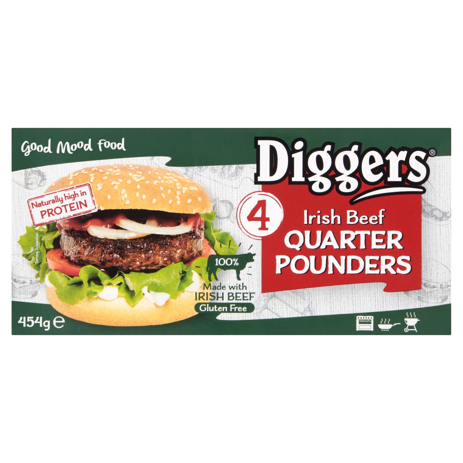 Diggers Beef Quarter Pounders 4 Pack (454 g)