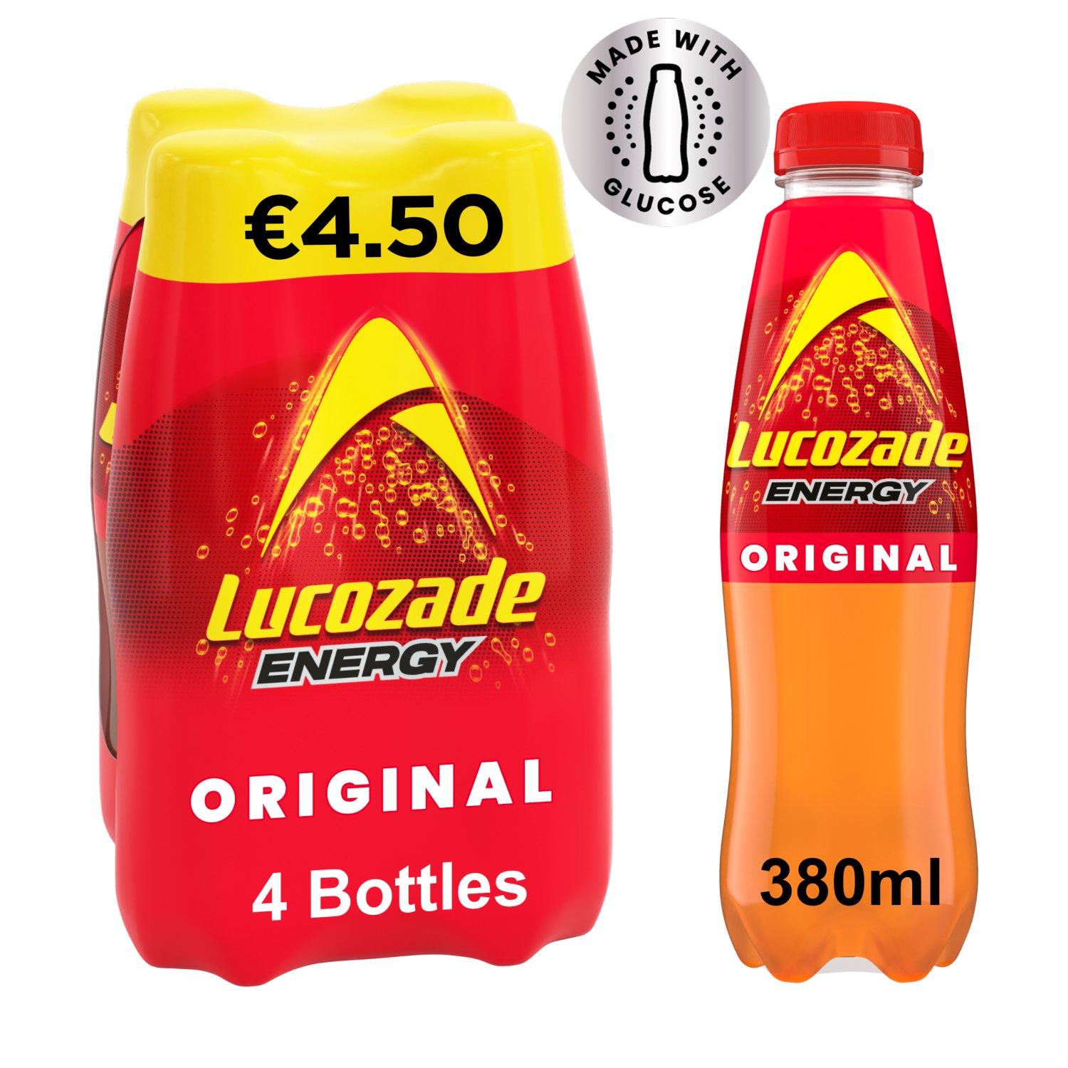 Lucozade Energy Original Bottle 4 Pack (380 ml)