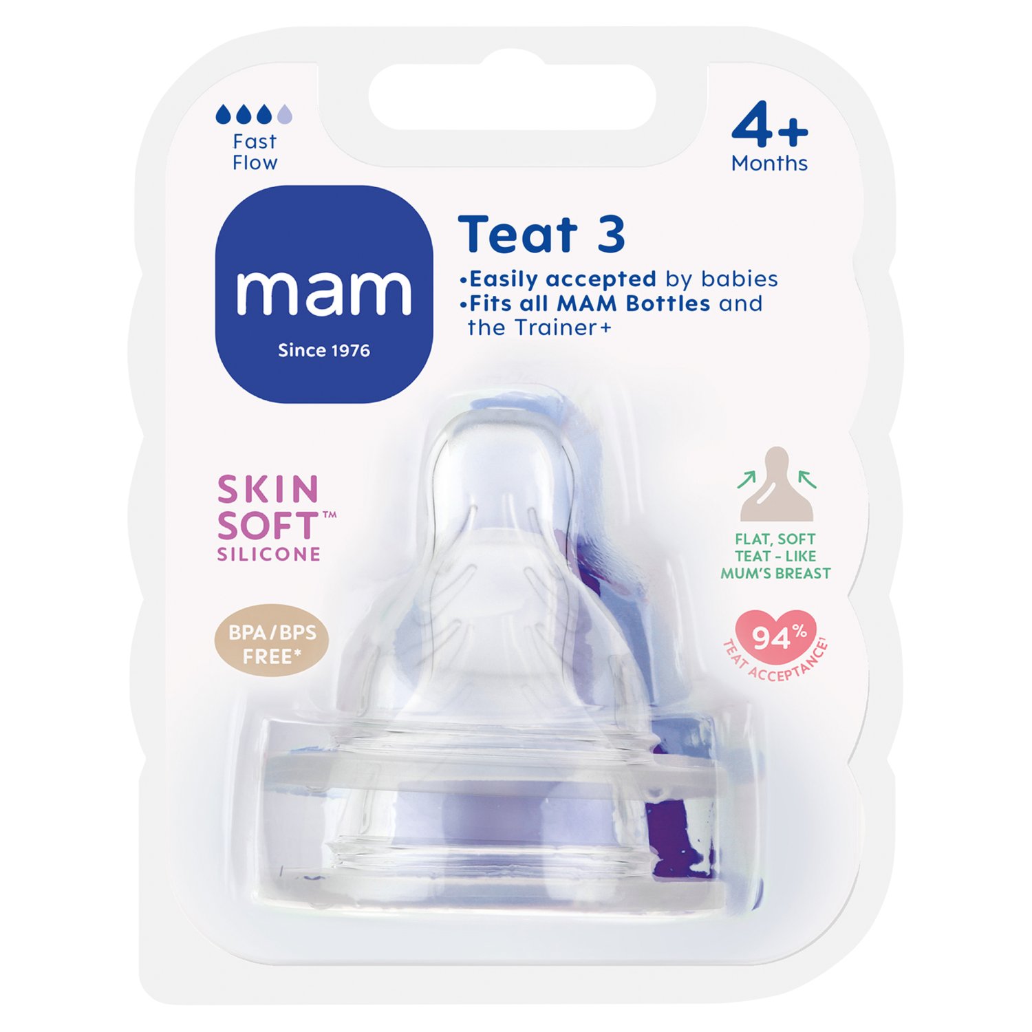 MAM Teats Fast Flow 4+ Months (1 Piece)